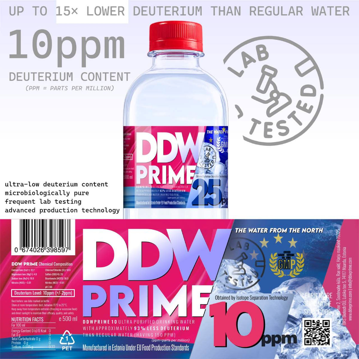 10 ppm DDW Prime Deuterium-Depleted Water