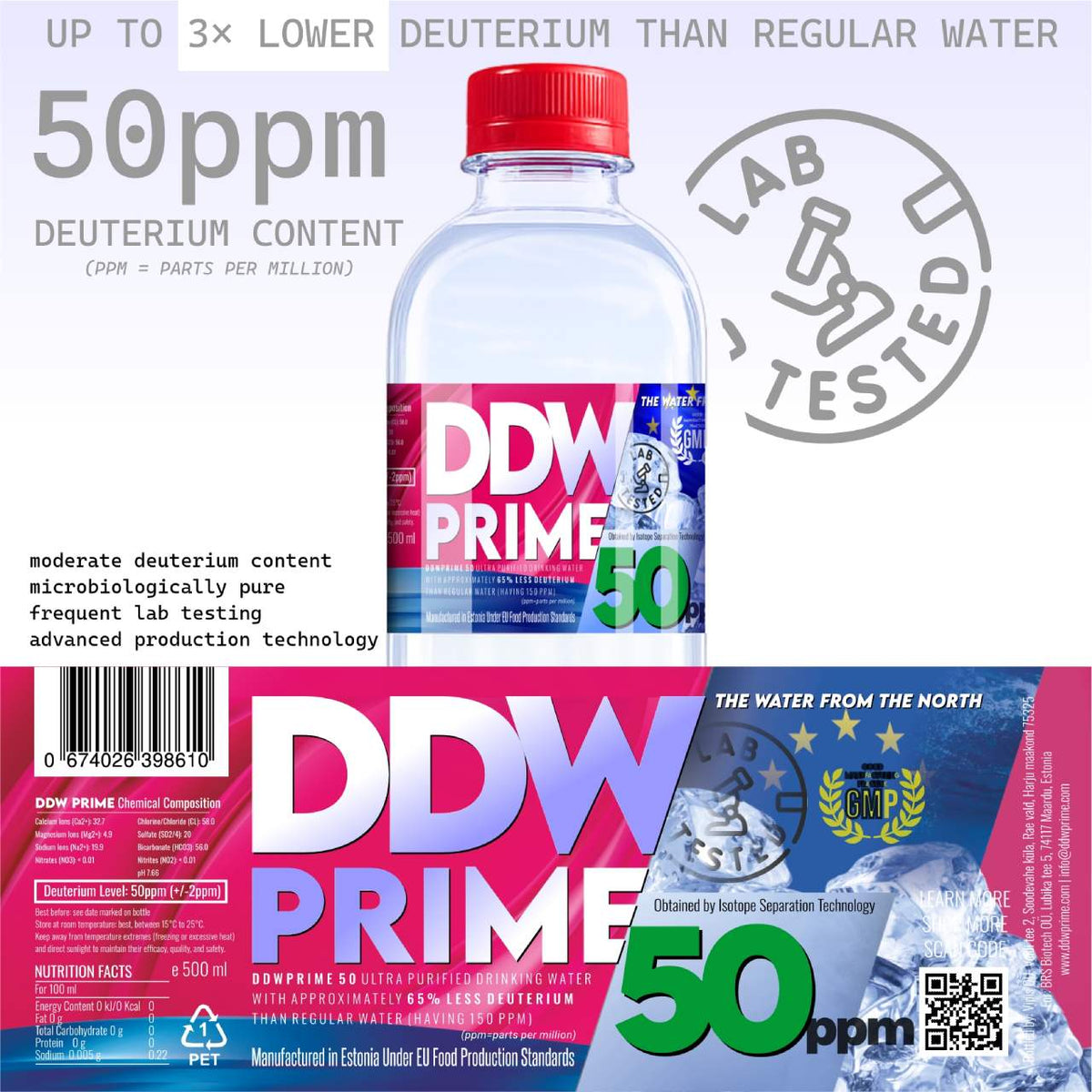 50 ppm DDW Prime Deuterium-Depleted Water