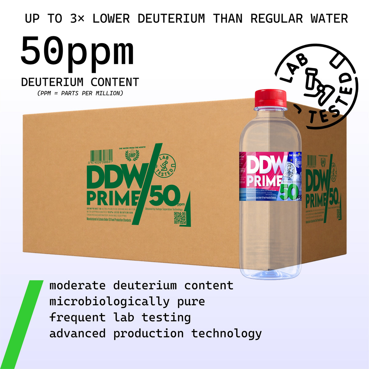 50 ppm DDW Prime Deuterium-Depleted Water